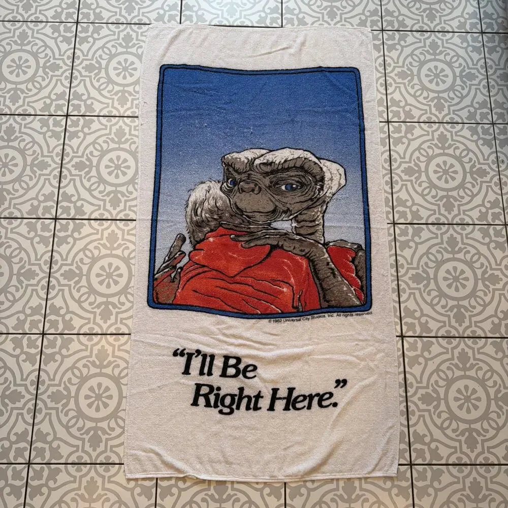 Vintage 1982 E.T. The Extra-Terrestrial Beach Towel I'll Be Right Here Universal